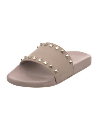 Valentino Rockstud Accents Rubber Slides