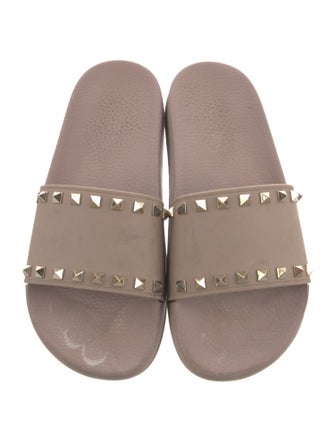 Valentino Rockstud Accents Rubber Slides
