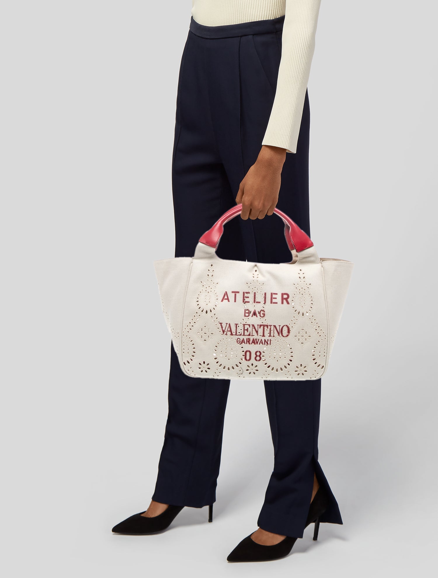 Valentino Canvas Top Handle Bag Medium