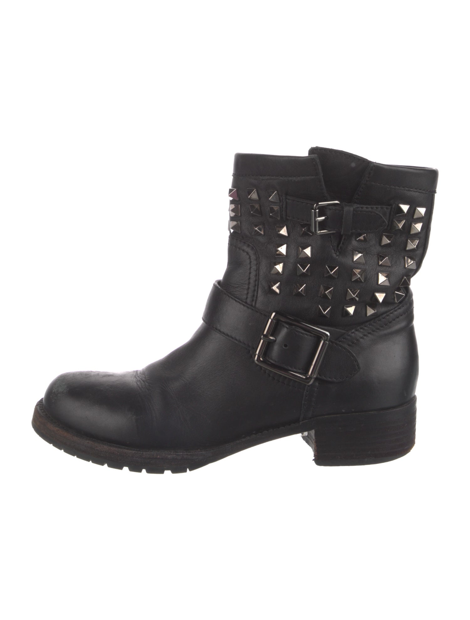 Valentino Rockstud Accents Leather Moto Boots