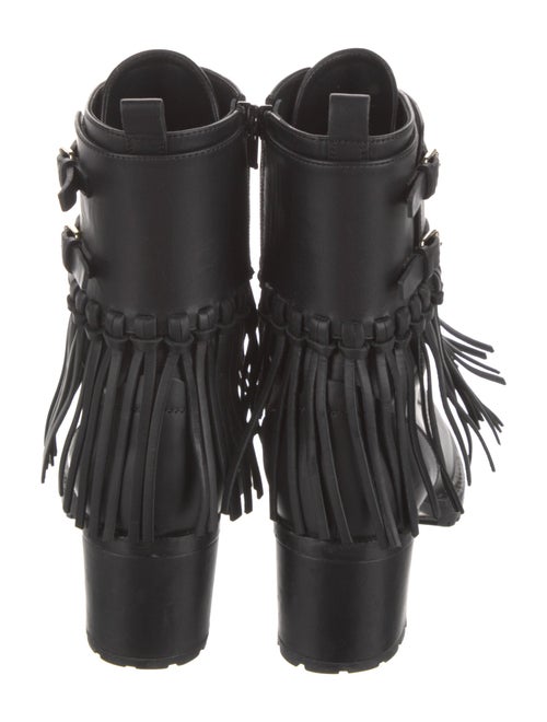 Valentino Leather Fringe Trim Accent Combat Boots