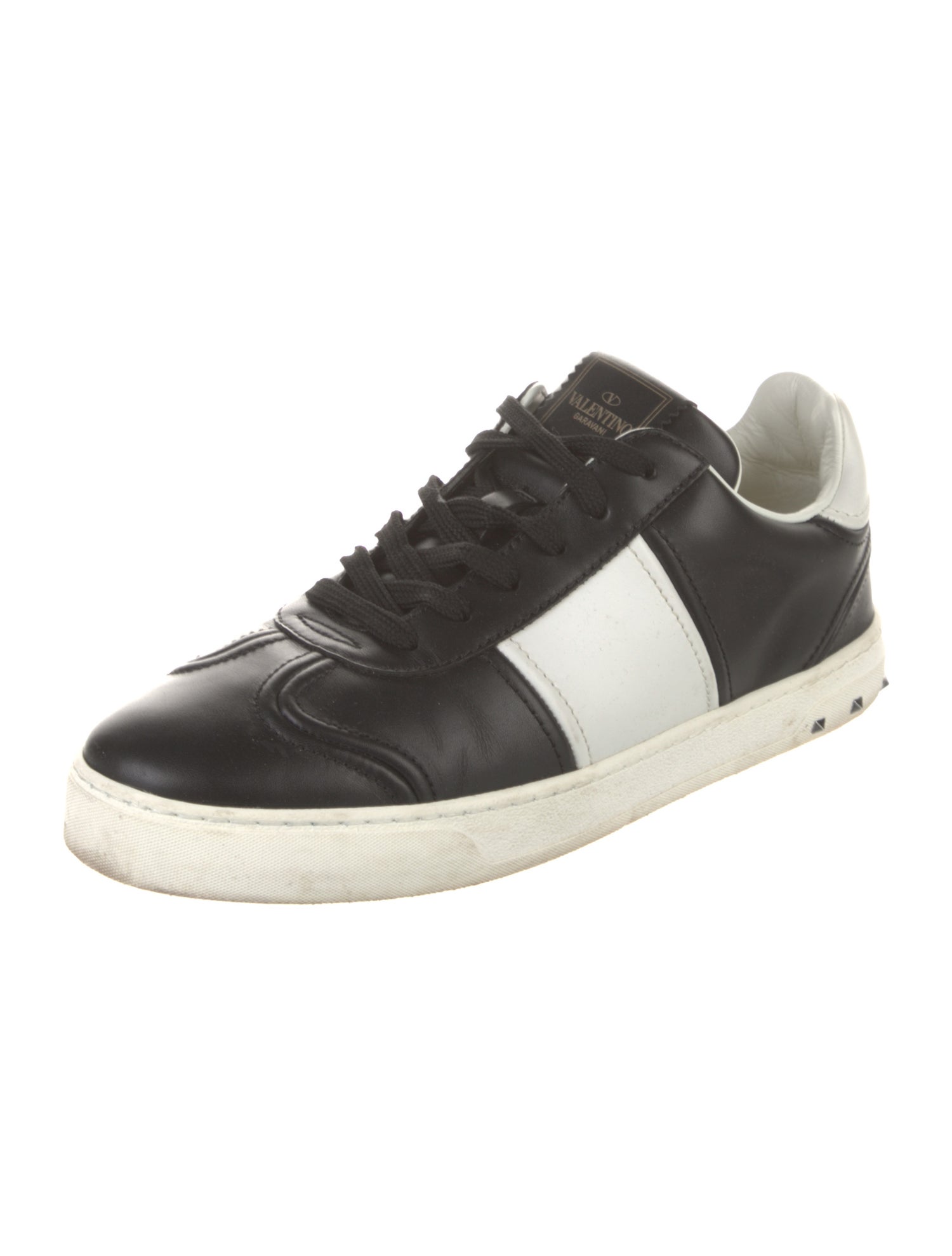 Valentino Rockstud Accents Leather Sneakers