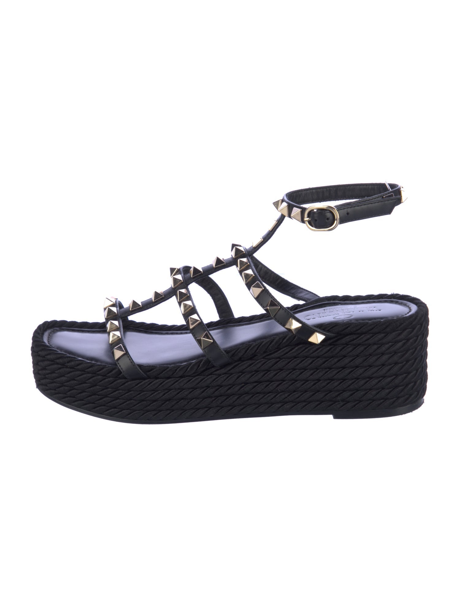 Valentino Rockstud Accents Leather Espadrilles