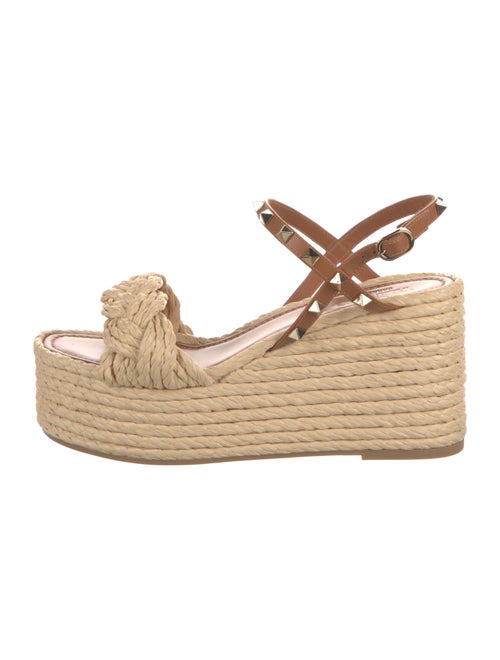 Valentino Rockstud Accents Straw Espadrilles