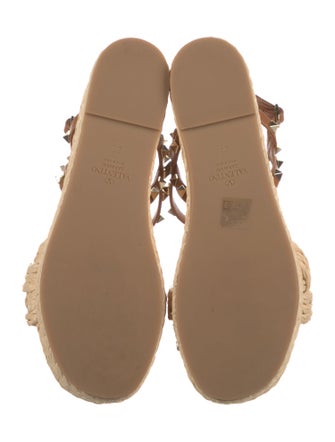 Valentino Rockstud Accents Straw Espadrilles