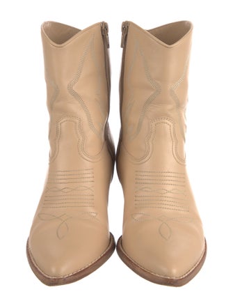 Valentino Leather Embroidered Accent Western Boots