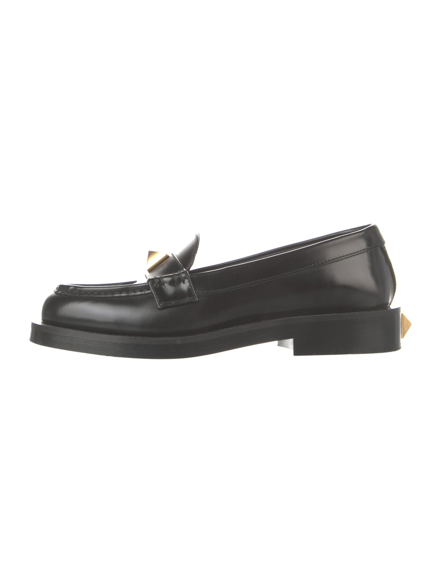Valentino Rockstud Accents Leather Loafers