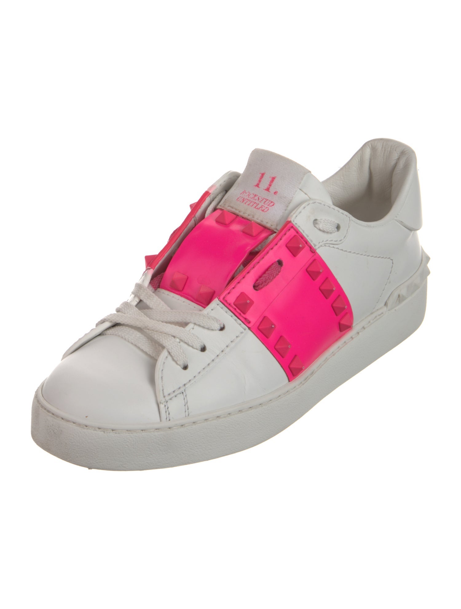 Valentino Rockstud Accents Leather Sneakers