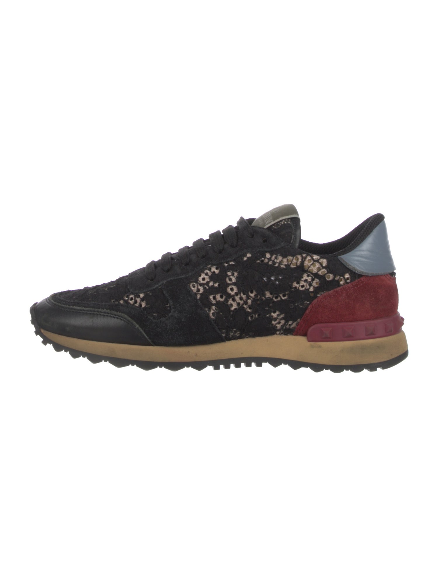Valentino Rockstud Accents Suede Athletic Sneakers