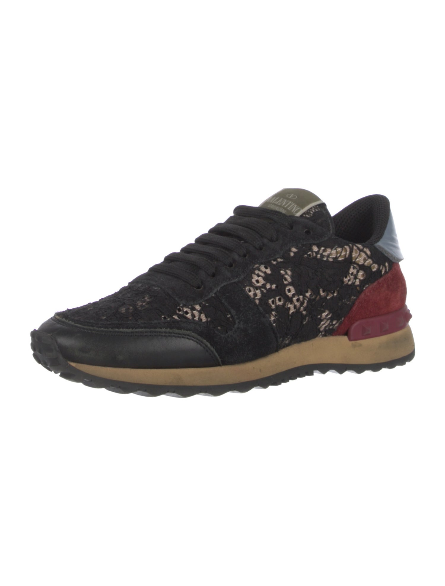 Valentino Rockstud Accents Suede Athletic Sneakers