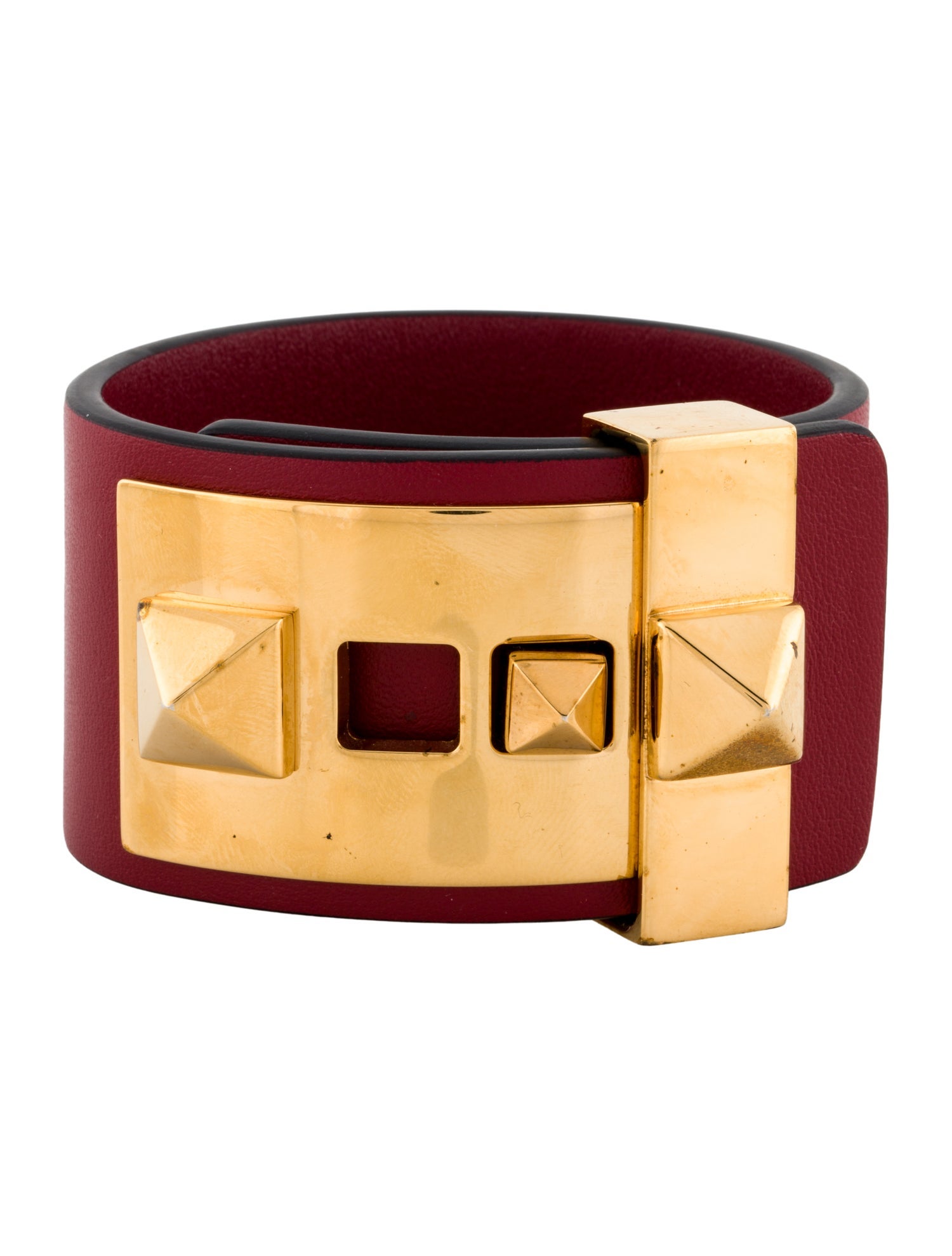 Valentino Leather Wide Adjustable Wrap Bracelet