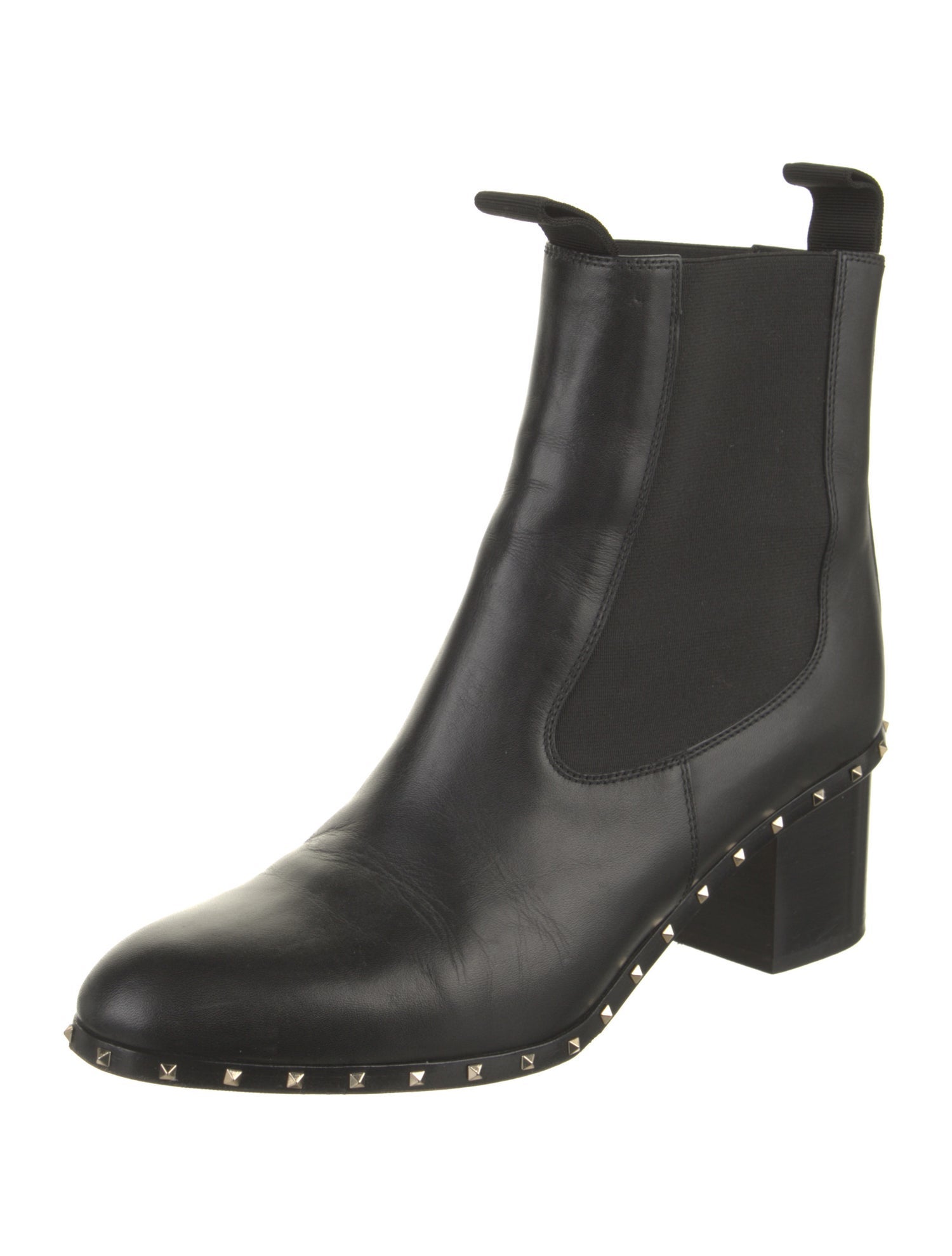 Valentino Rockstud Accents Leather Chelsea Boots