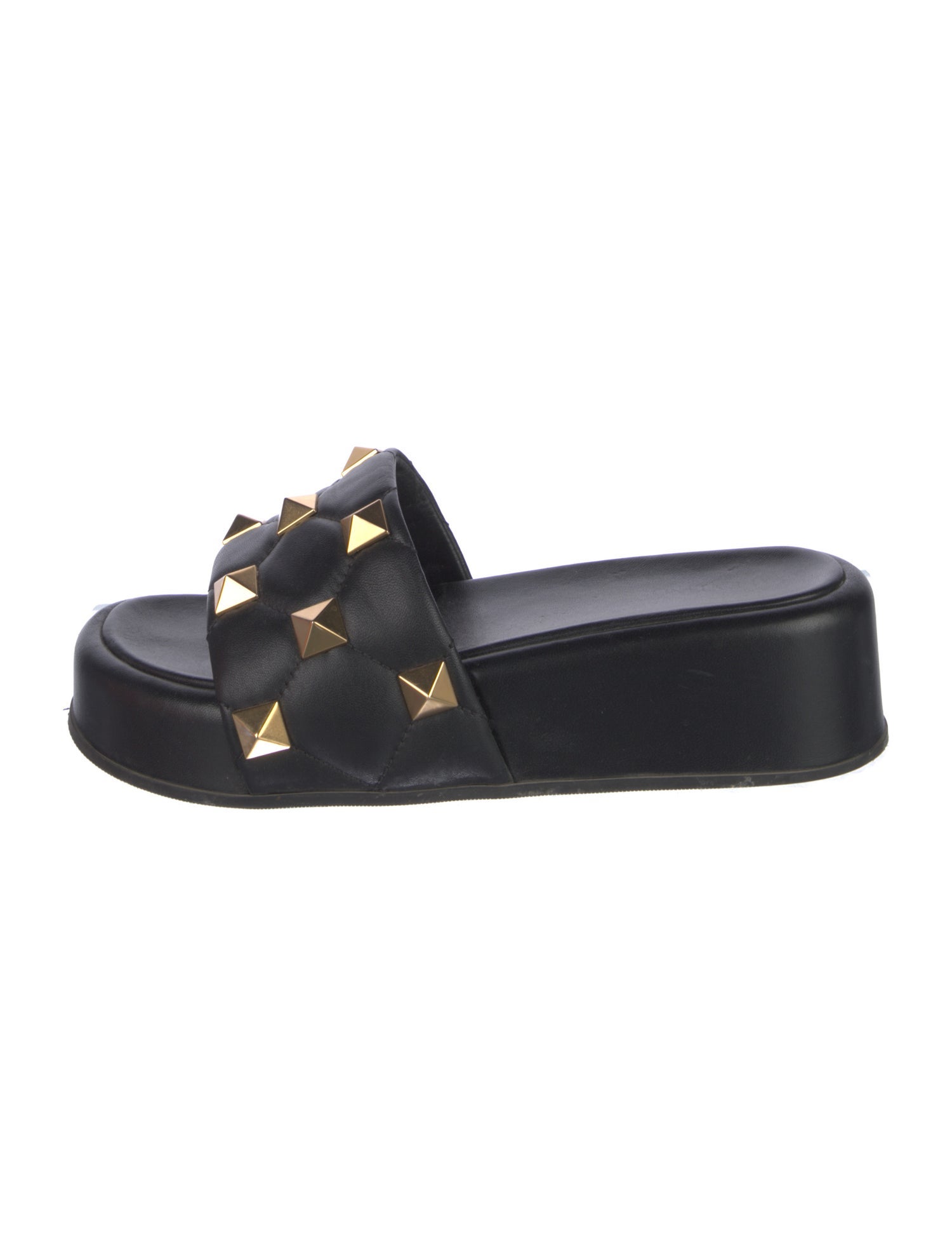 Valentino Rockstud Accents Leather Slides
