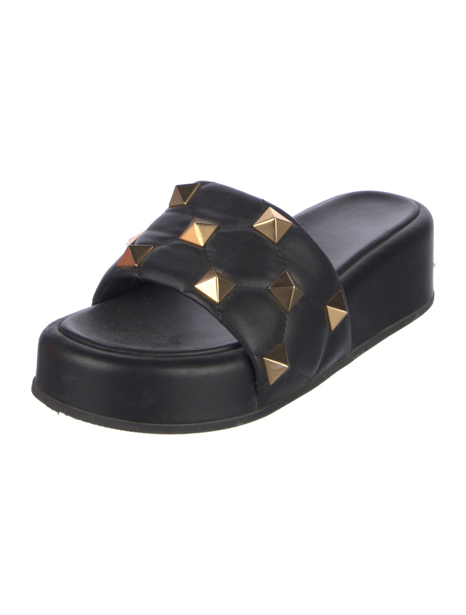 Valentino Rockstud Accents Leather Slides