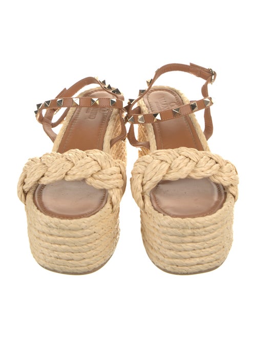 Valentino Rockstud Accents Straw Espadrilles