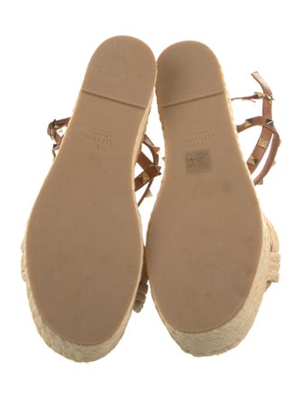 Valentino Rockstud Accents Straw Espadrilles