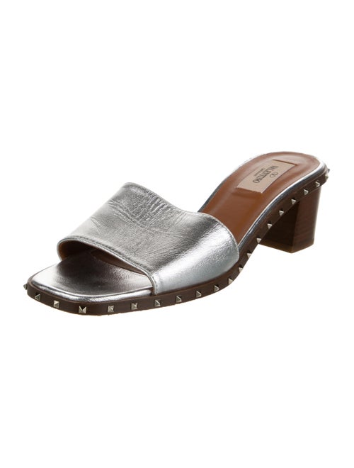 Valentino Rockstud Accents Leather Slides