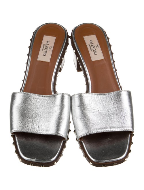 Valentino Rockstud Accents Leather Slides
