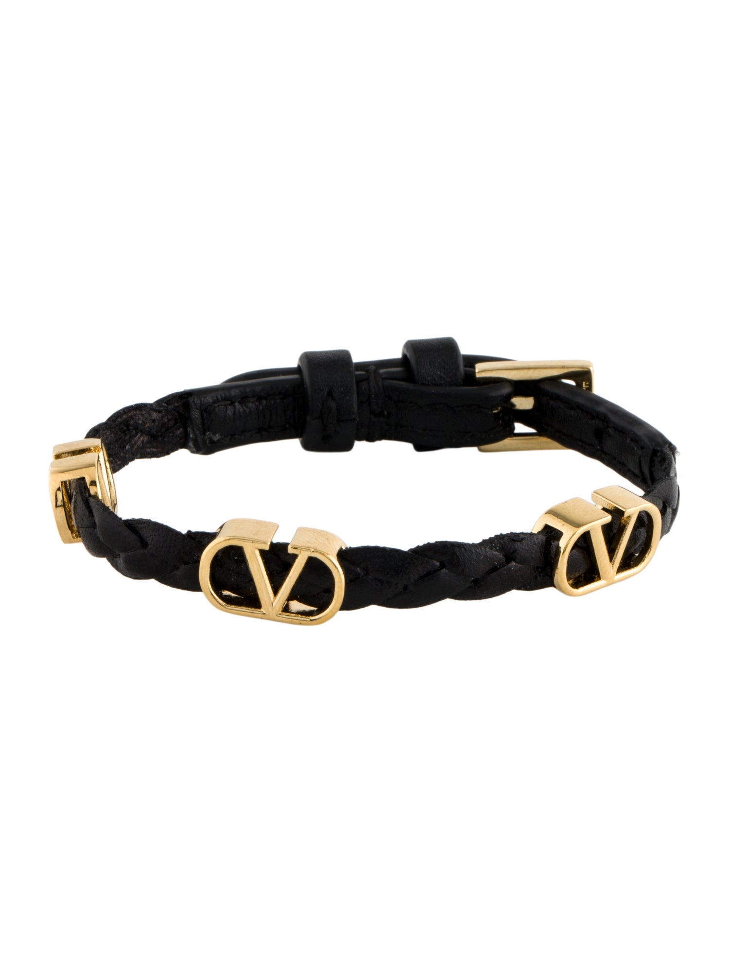 Valentino Vlogo Braided Leather Bracelet