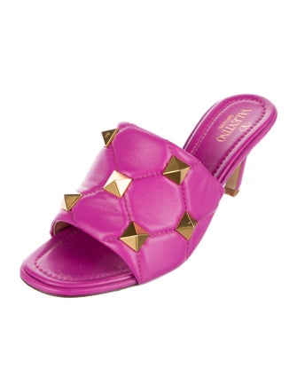 Valentino Quilted Pattern Leather Slides