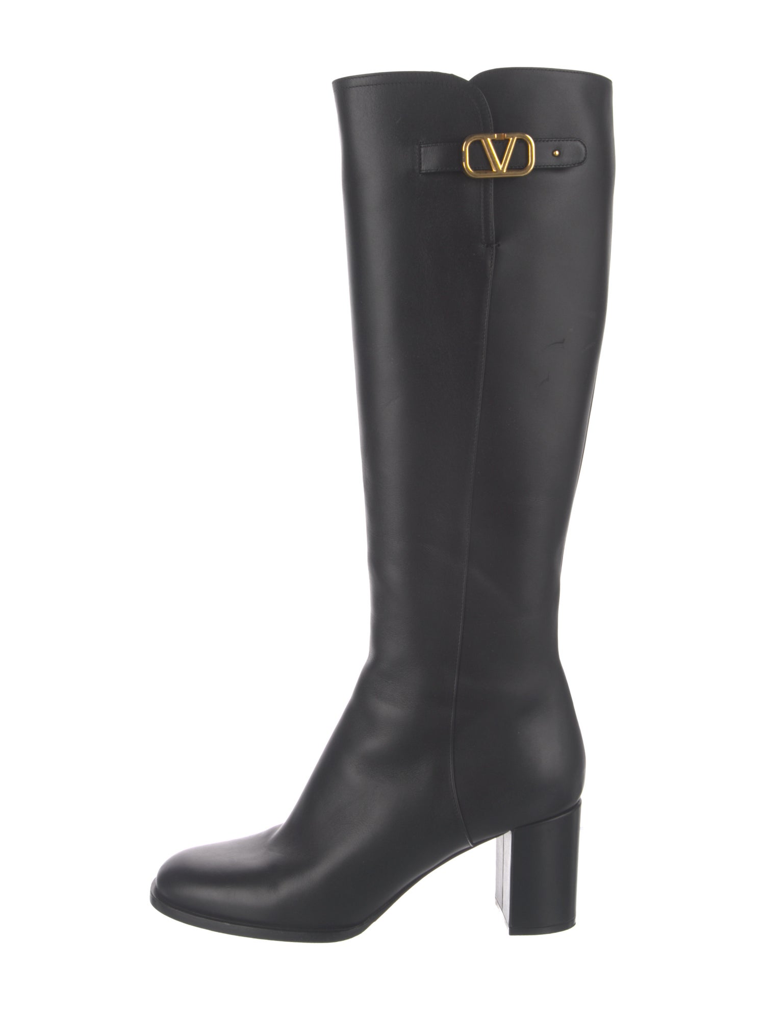 Valentino Rockstud Accents Leather Riding Boots