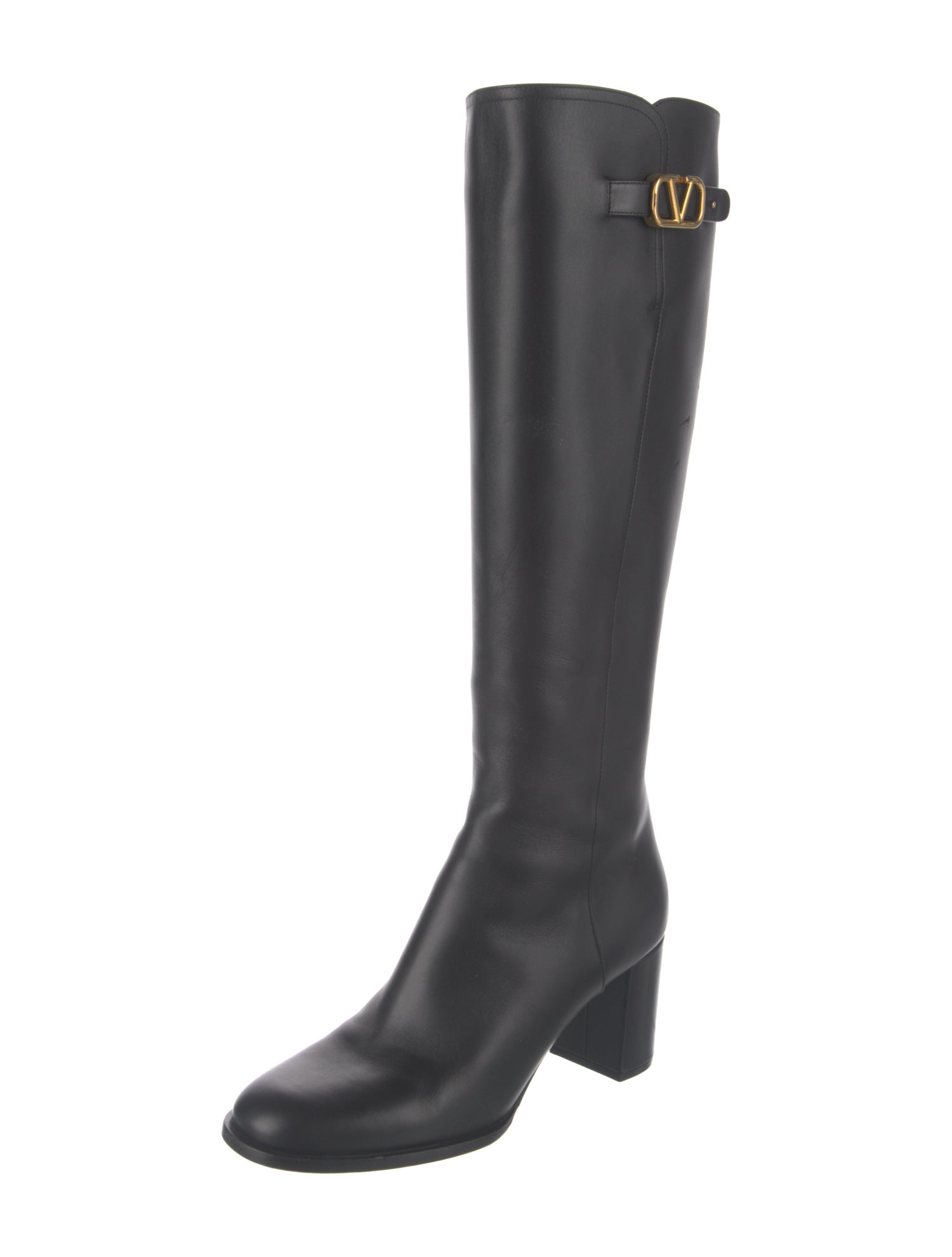 Valentino Rockstud Accents Leather Riding Boots