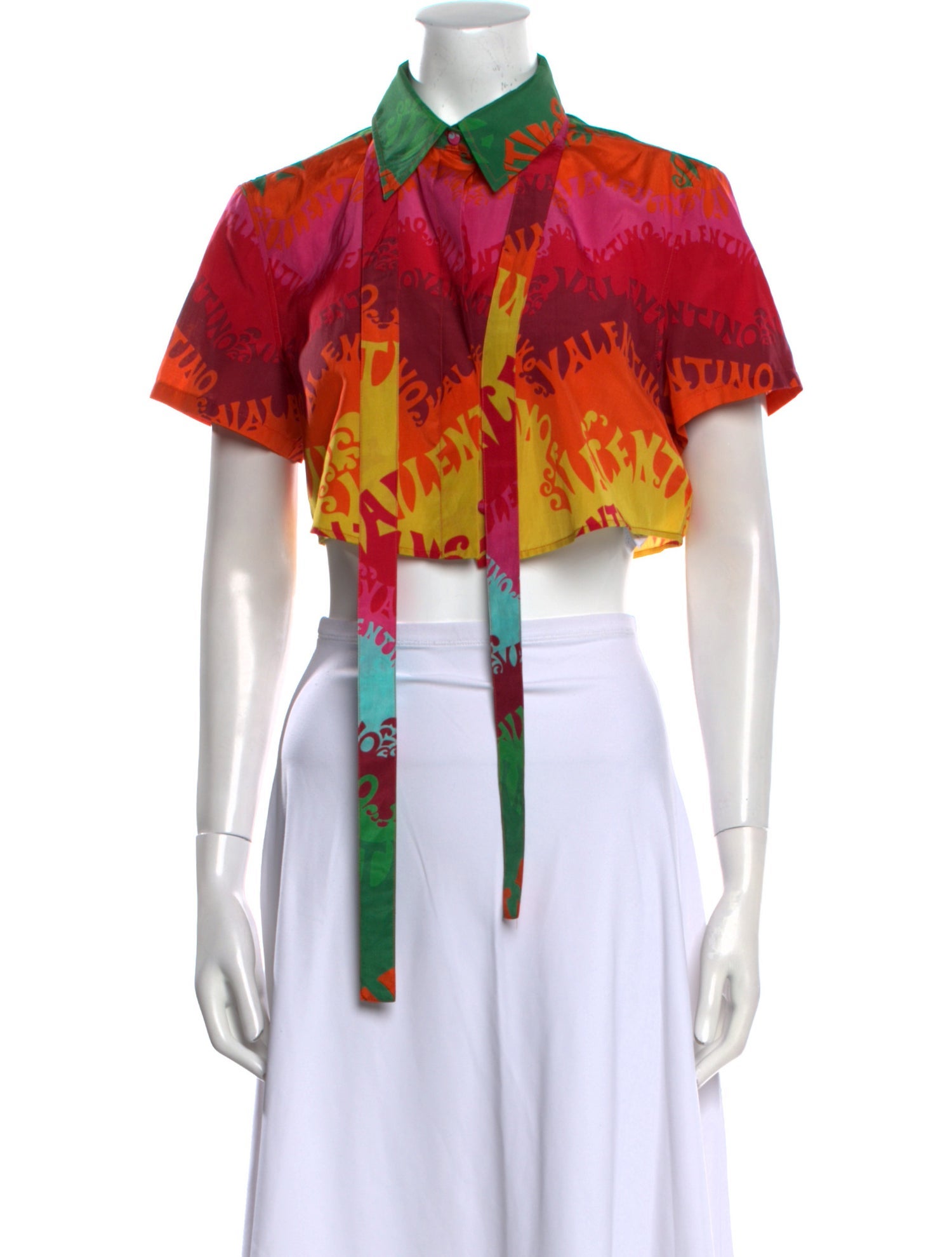 Valentino Silk Floral Print Crop Top