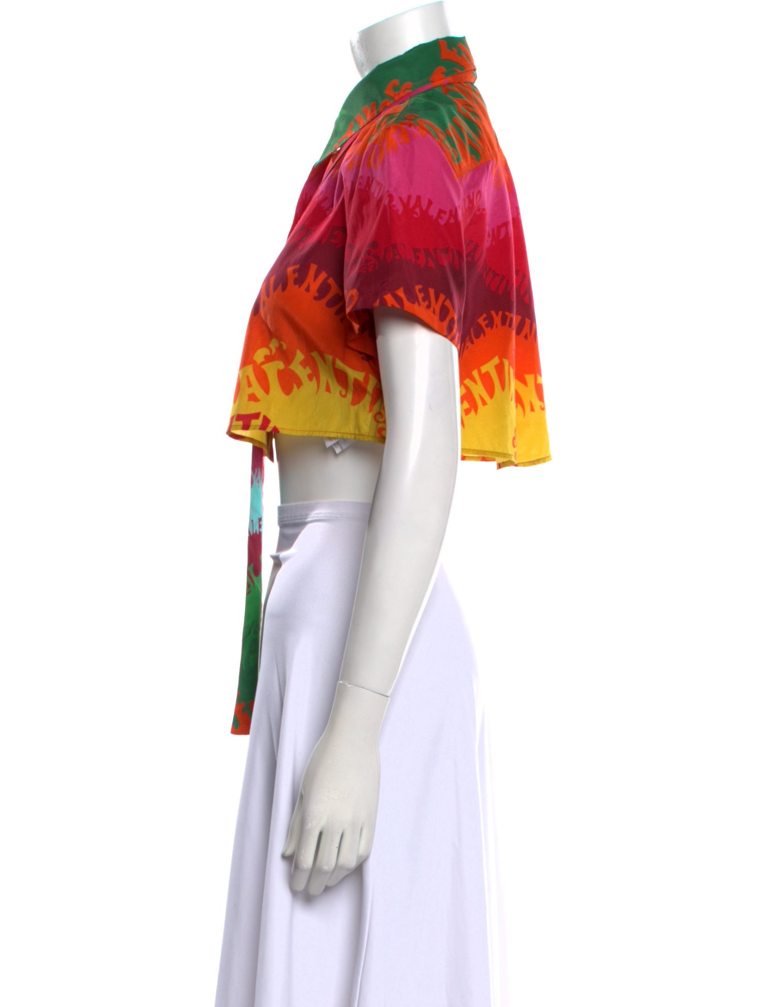 Valentino Silk Floral Print Crop Top