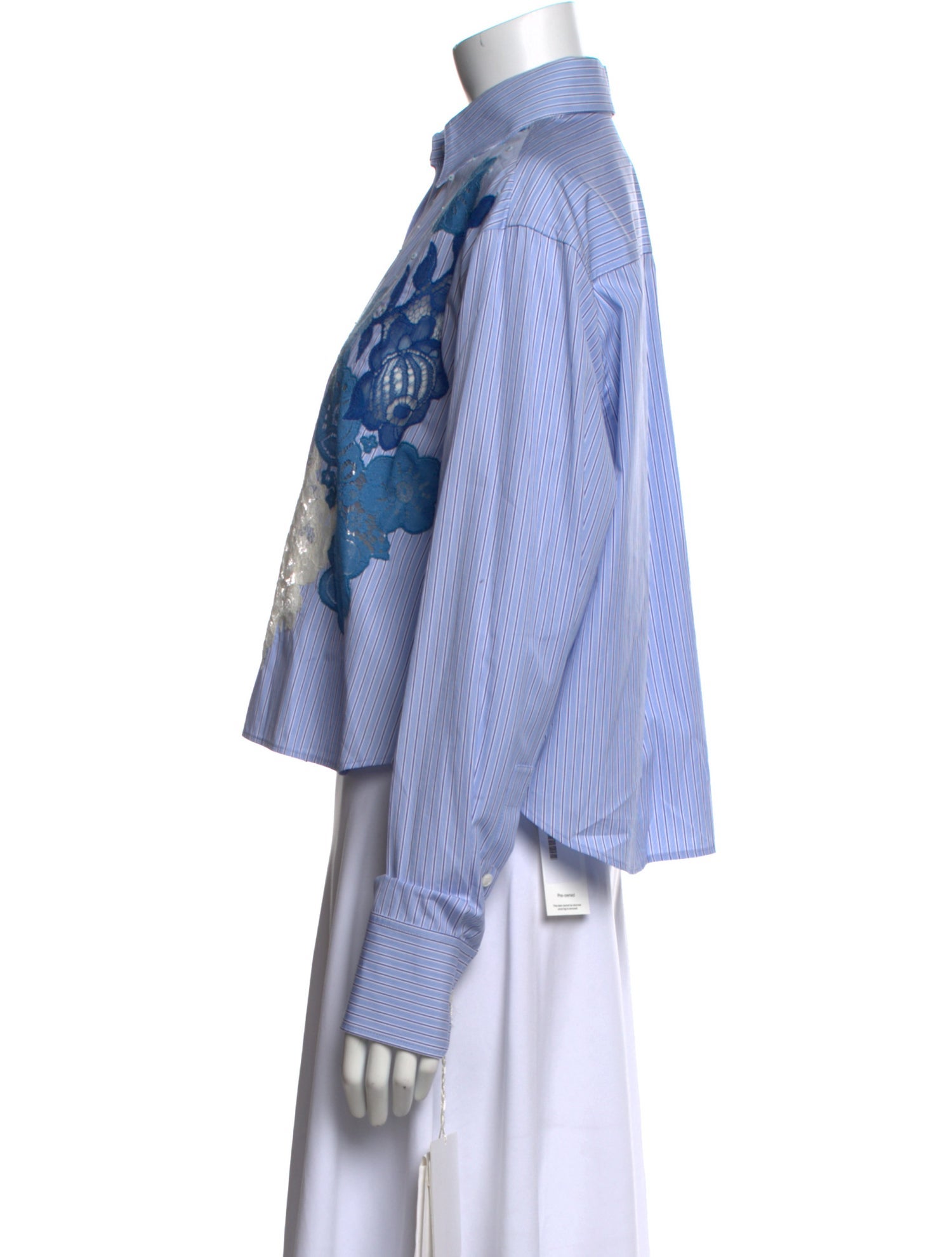 Valentino Striped Long Sleeve Button-Up Top w/ Tags