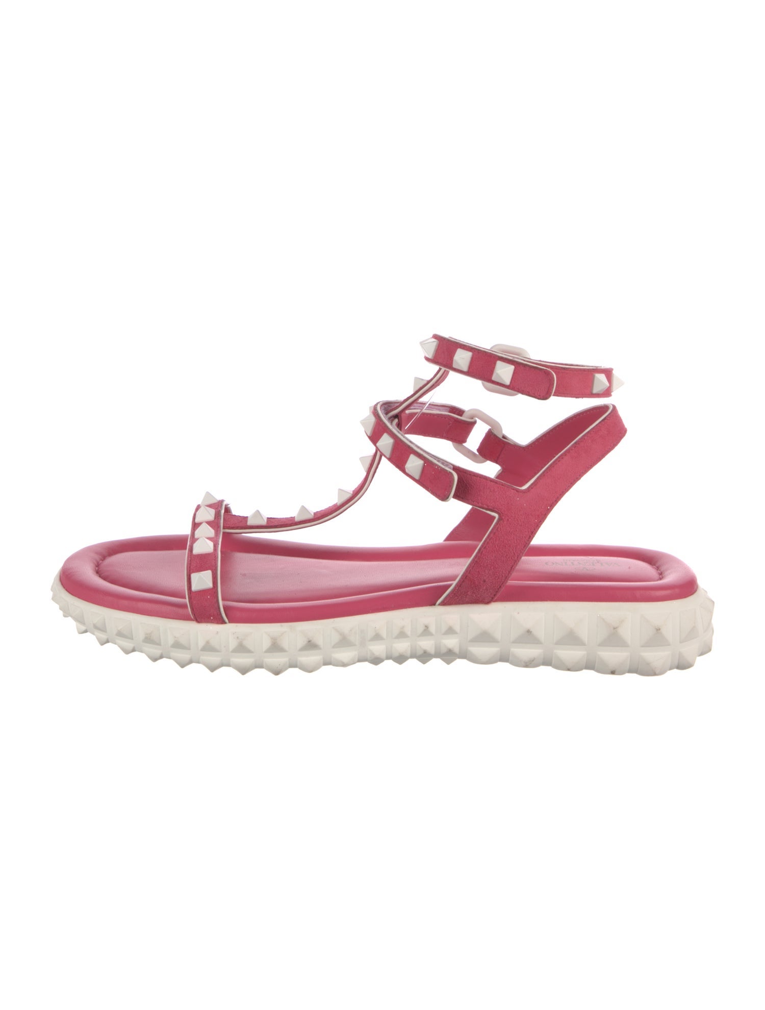 Valentino Rockstud Accents Leather T-Strap Sandals