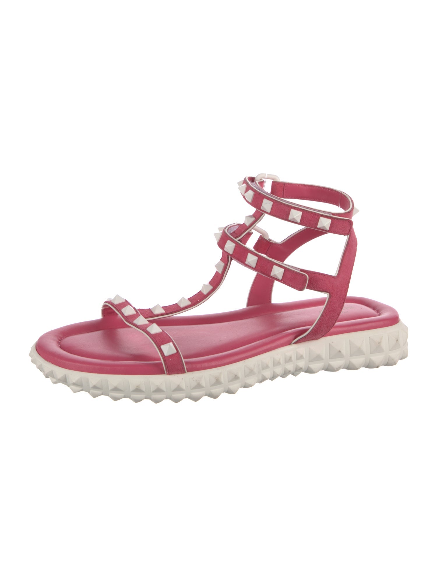 Valentino Rockstud Accents Leather T-Strap Sandals