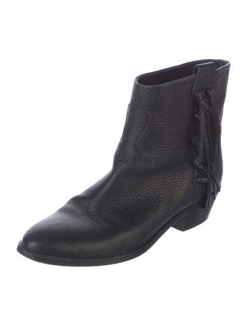 Valentino Leather Fringe Trim Accent Boots