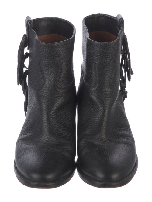Valentino Leather Fringe Trim Accent Boots