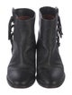 Valentino Leather Fringe Trim Accent Boots