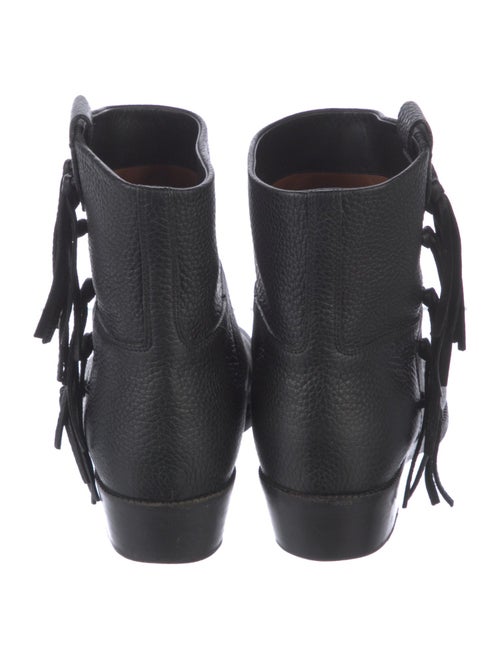 Valentino Leather Fringe Trim Accent Boots