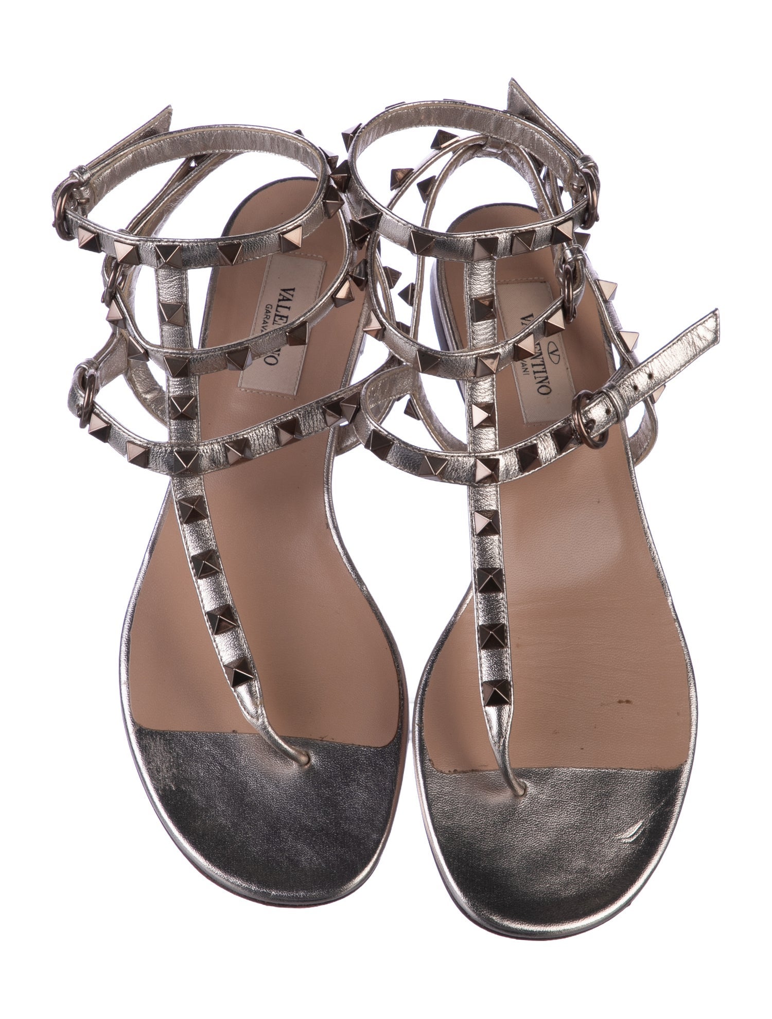 Valentino Rockstud Accents Leather Gladiator Sandals