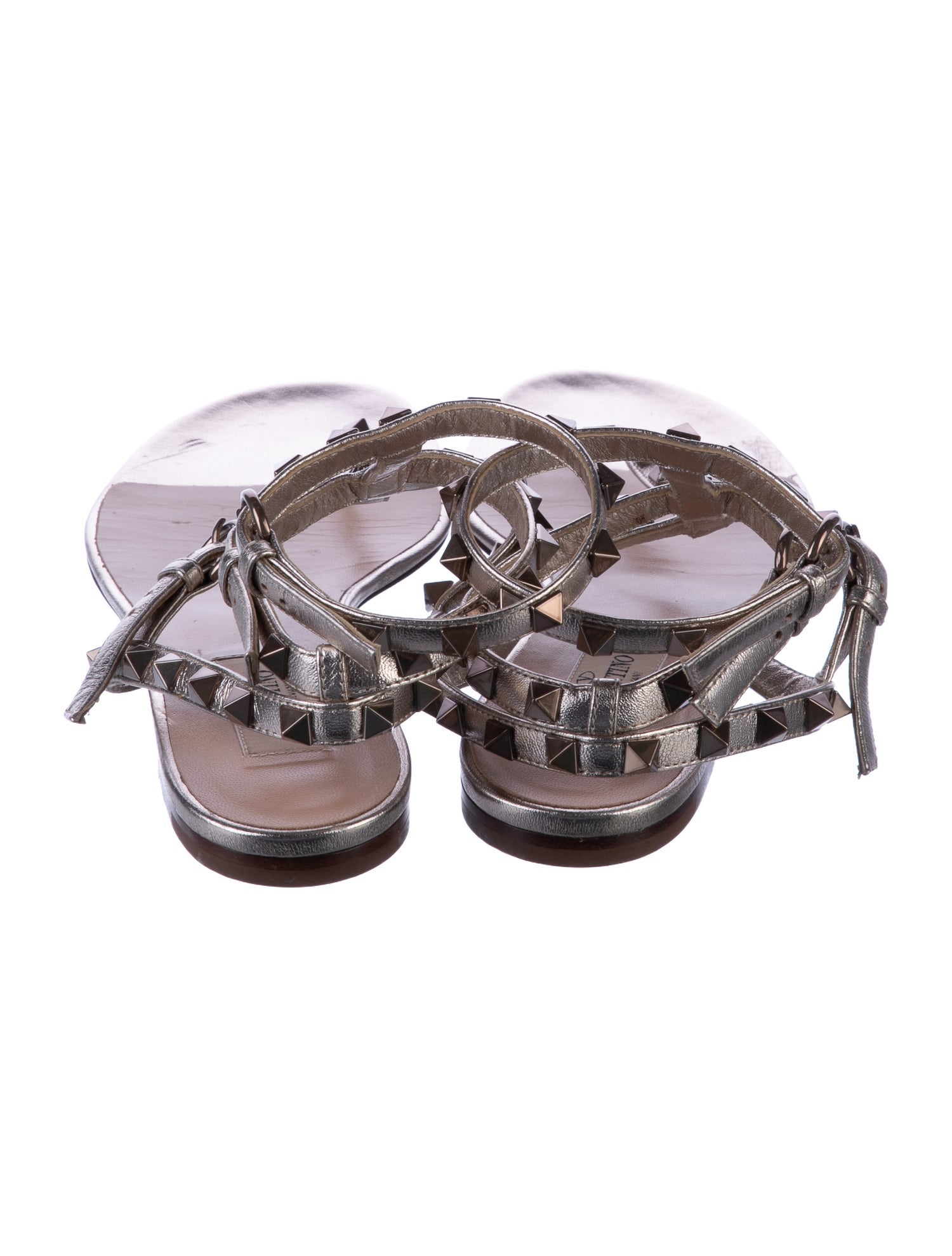 Valentino Rockstud Accents Leather Gladiator Sandals