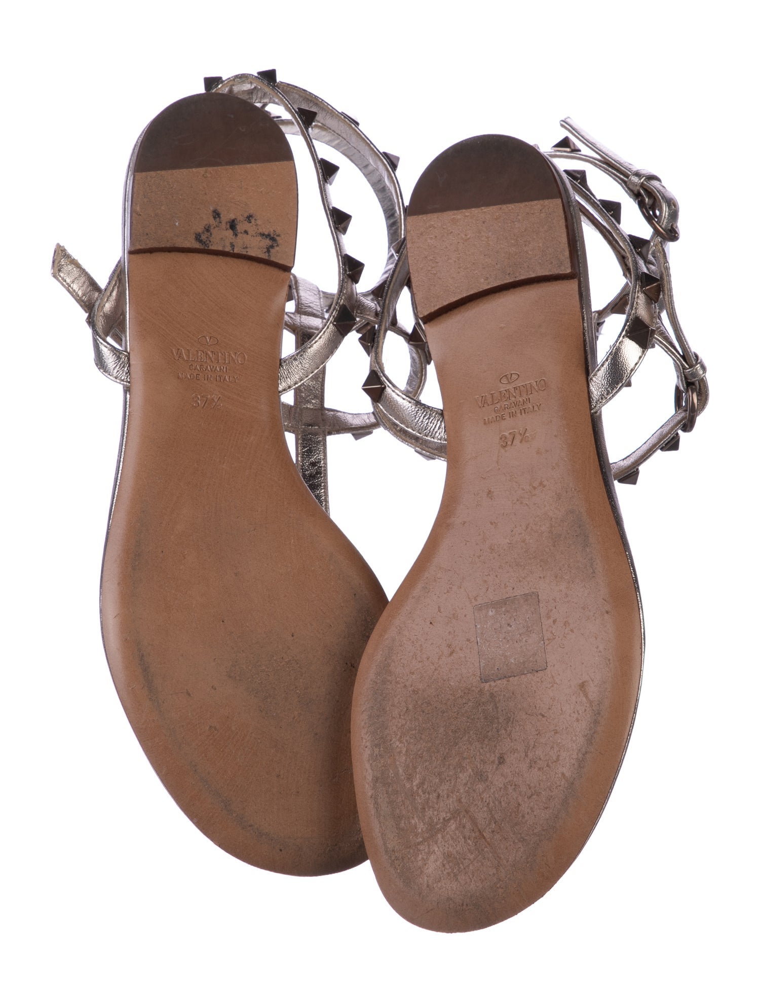 Valentino Rockstud Accents Leather Gladiator Sandals