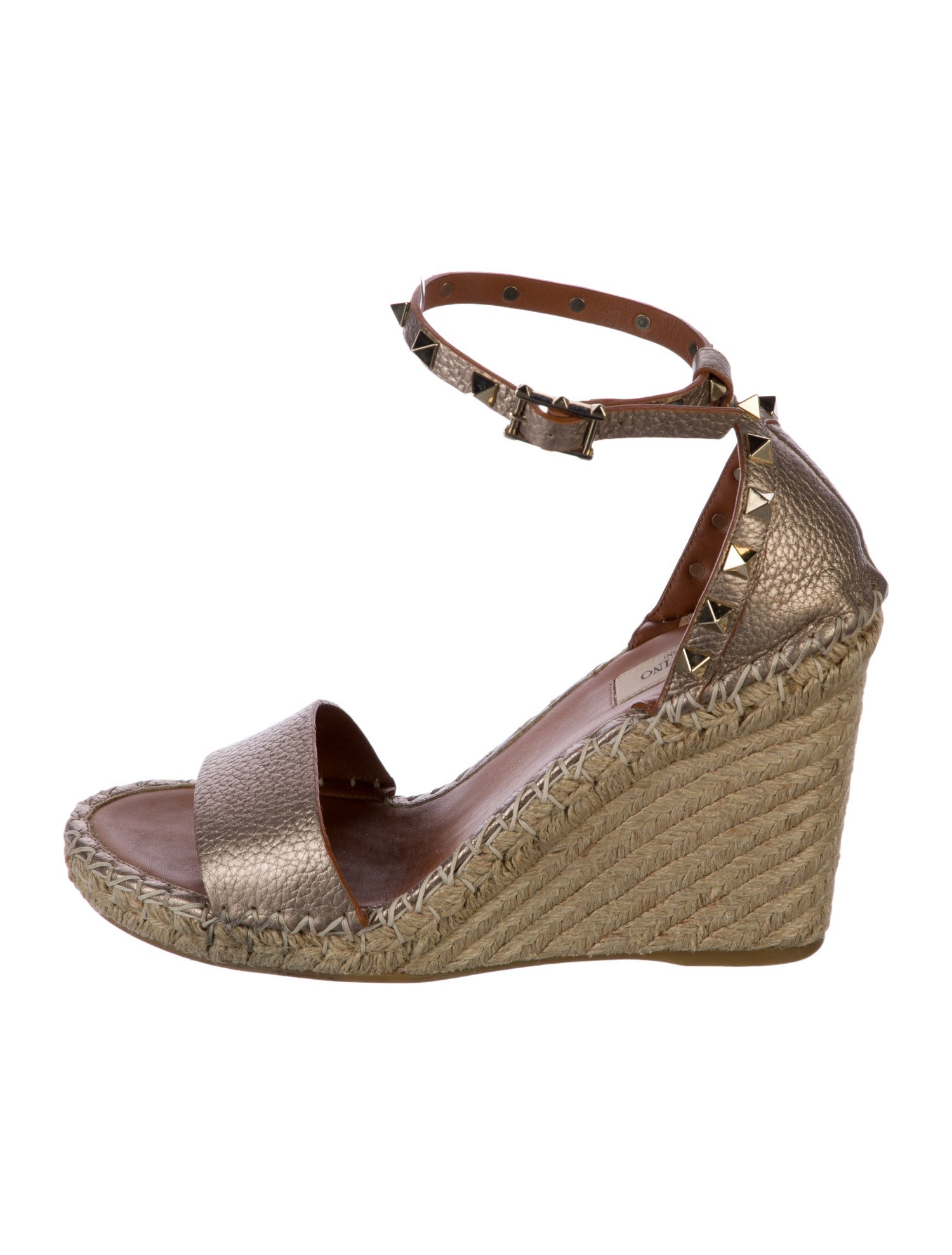 Valentino Rockstud Accents Leather Espadrilles