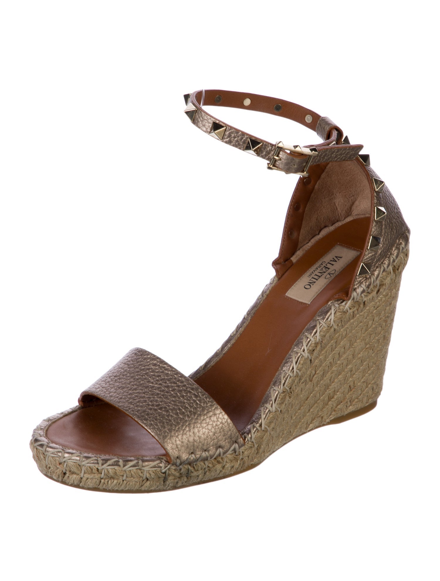 Valentino Rockstud Accents Leather Espadrilles