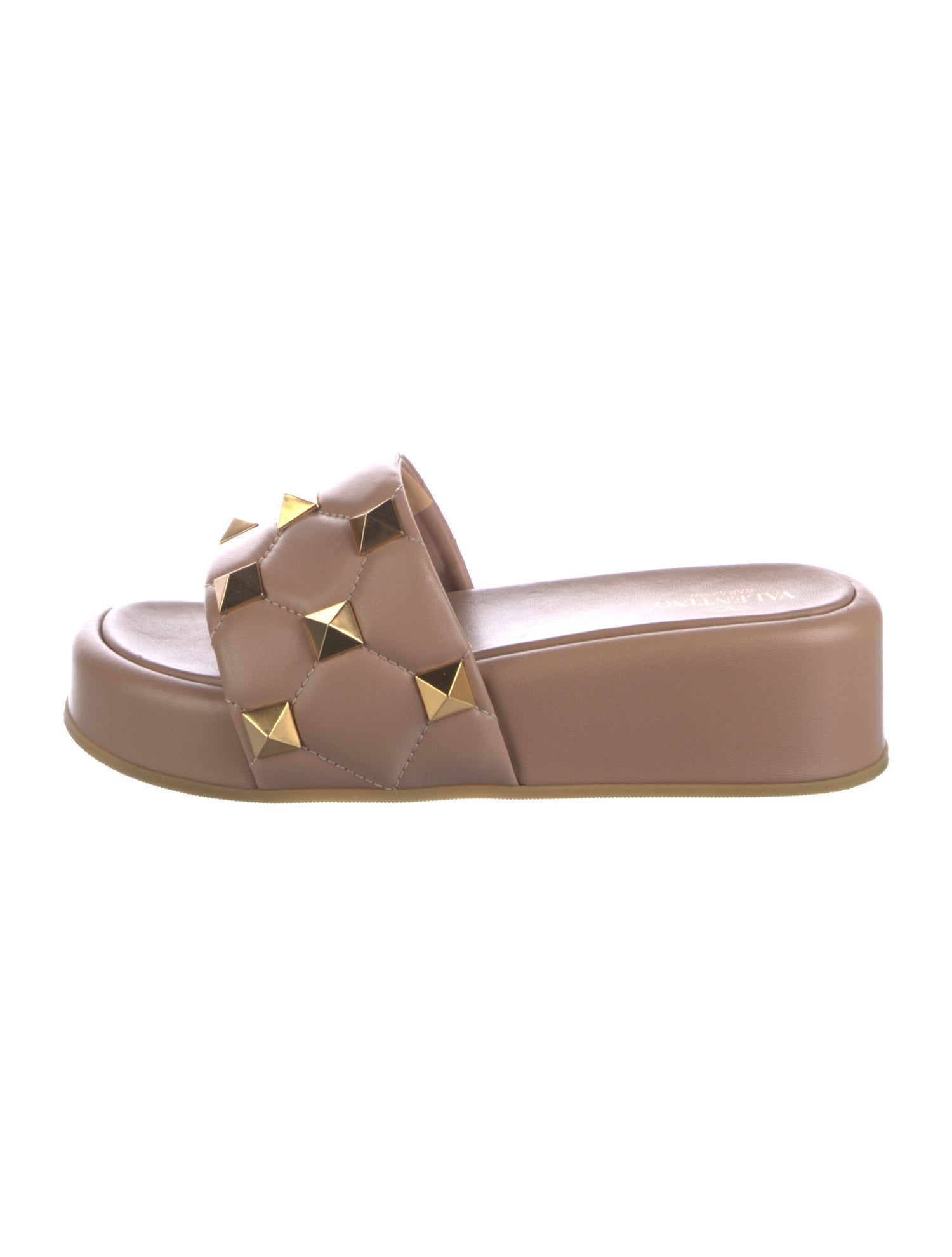 Valentino Rockstud Accents Leather Slides