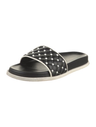 Valentino Quilted Pattern Leather Slides