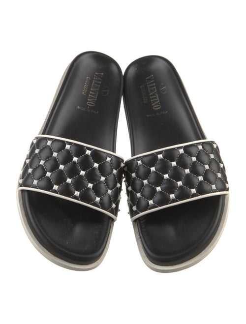 Valentino Quilted Pattern Leather Slides