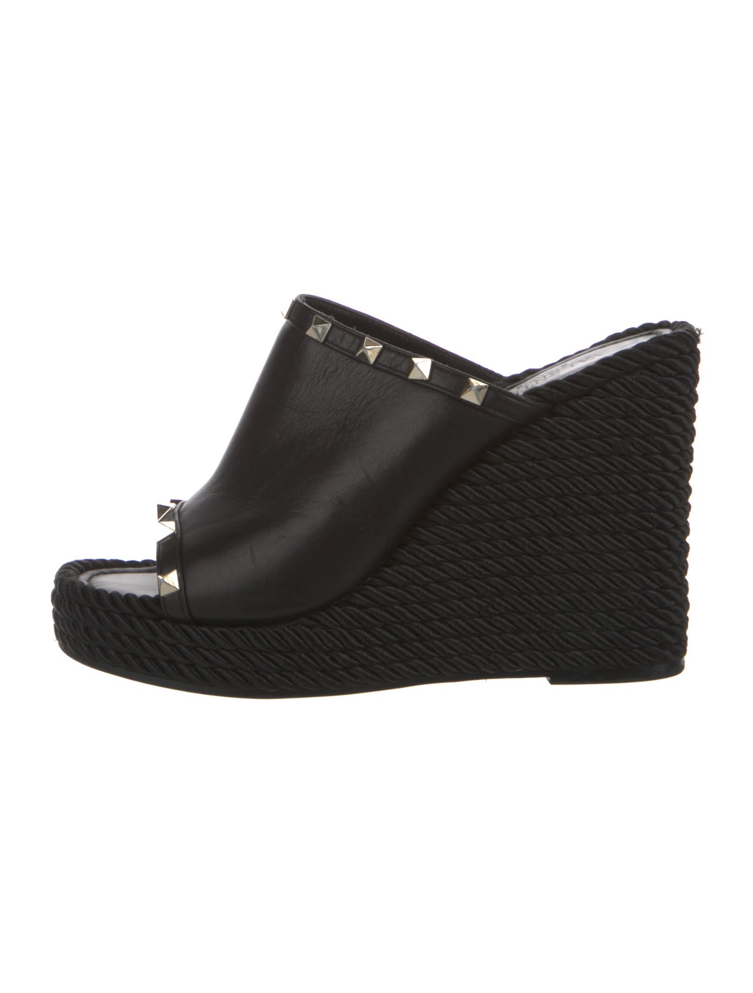 Valentino Rockstud Accents Leather Espadrilles