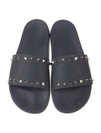 Valentino Rockstud Accents Rubber Slides