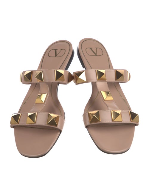 Valentino Rockstud Accents Leather Slides