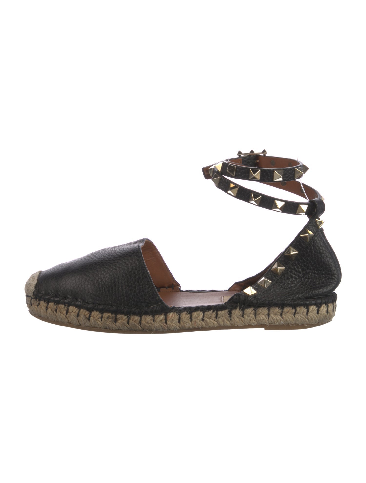 Valentino Rockstud Accents Leather Espadrilles