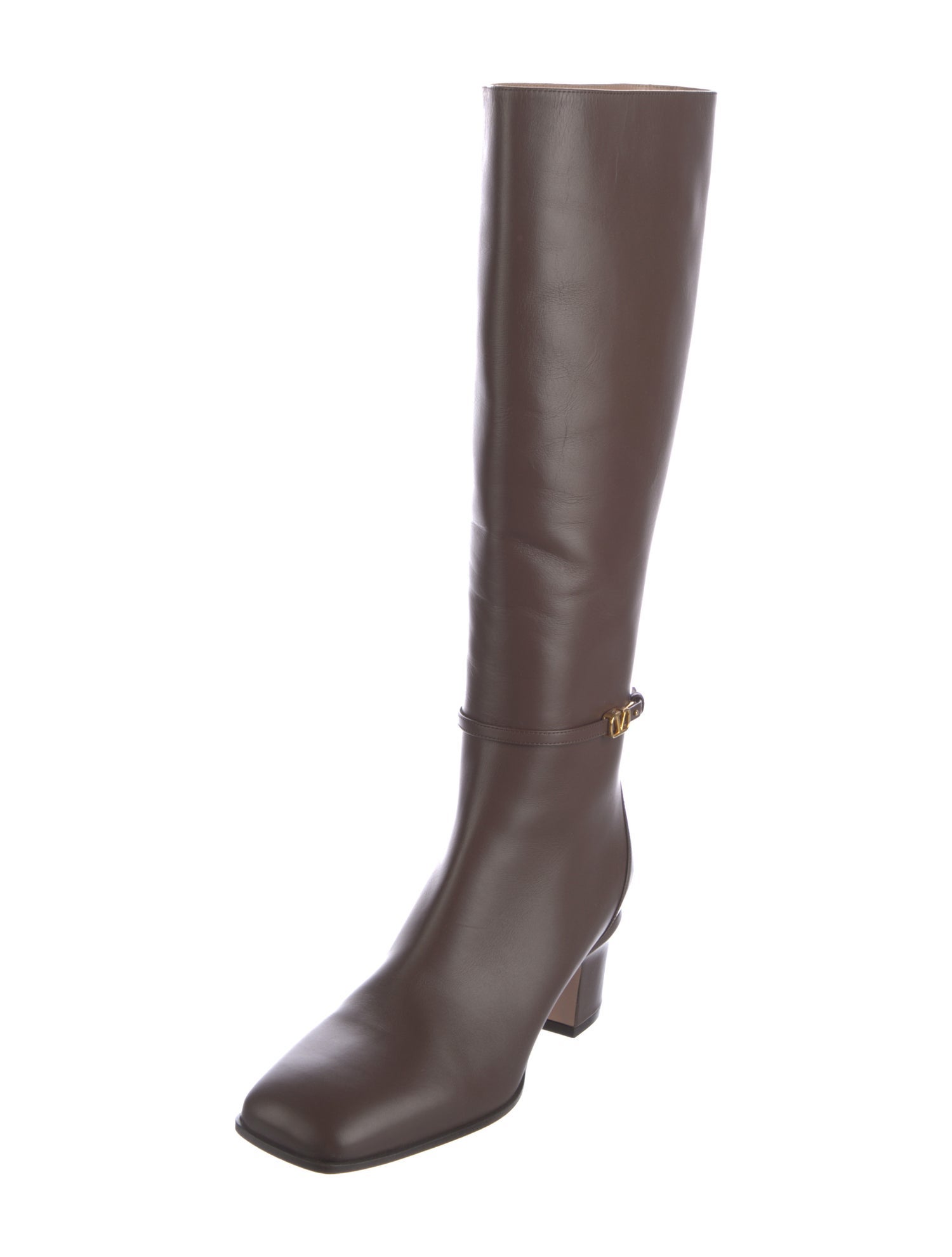 Valentino Rockstud Accents Leather Riding Boots