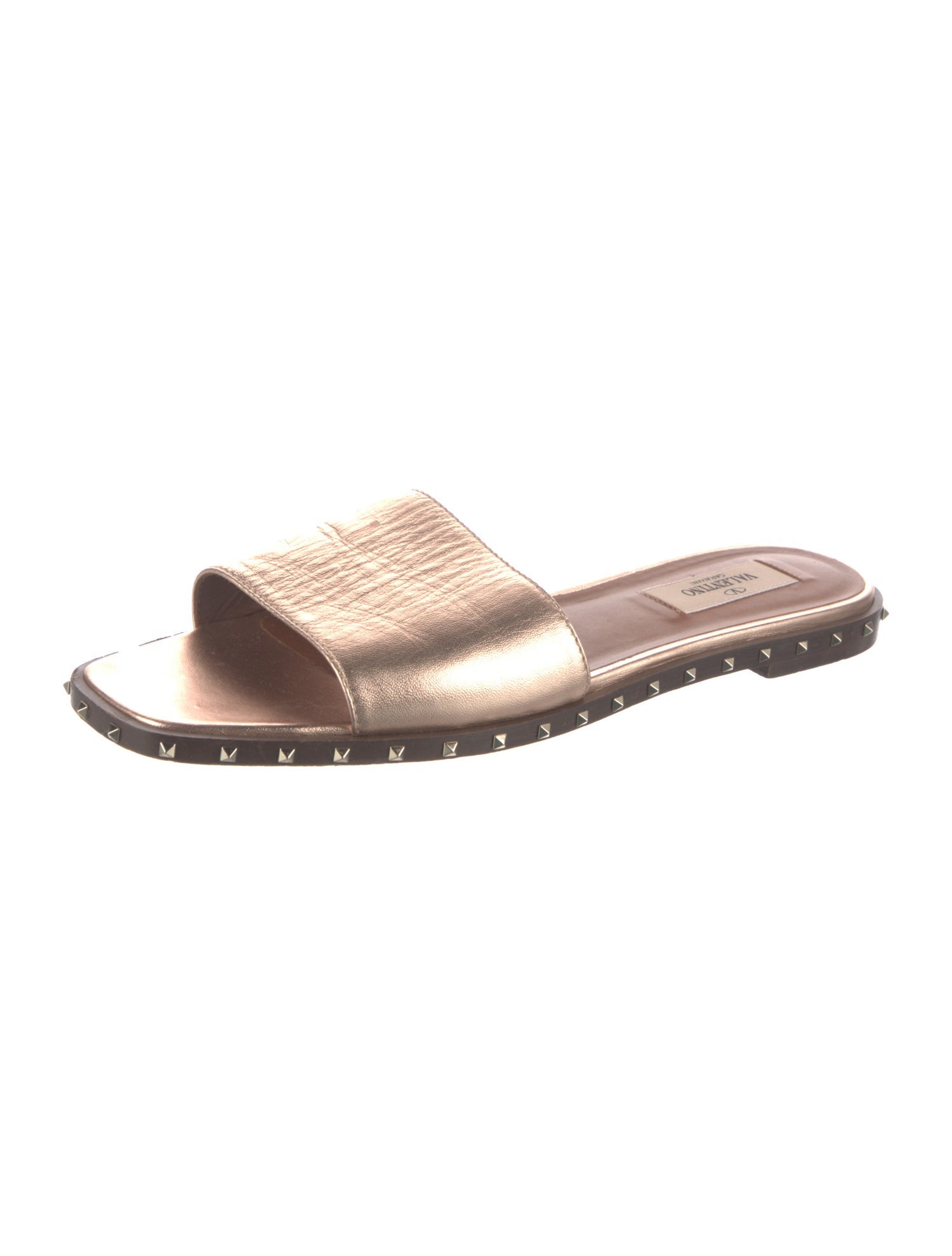 Valentino Rockstud Accents Leather Slides