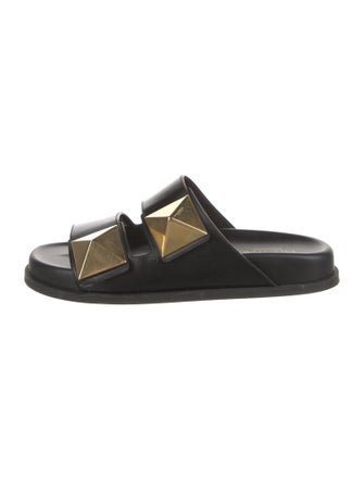 Valentino Leather Studded Accents Slides